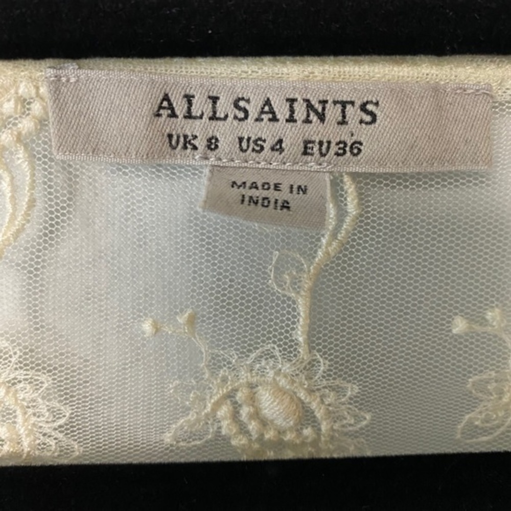 All Saints Sheer Lace Top Lula Nisha Top cream color size 4 - Picture 8 of 12